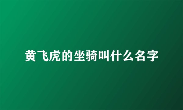 黄飞虎的坐骑叫什么名字