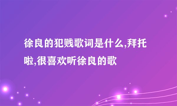 徐良的犯贱歌词是什么,拜托啦,很喜欢听徐良的歌