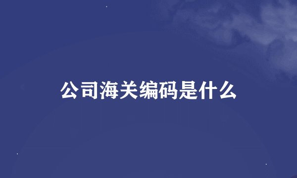 公司海关编码是什么