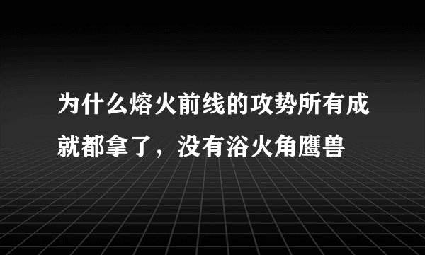 为什么熔火前线的攻势所有成就都拿了，没有浴火角鹰兽