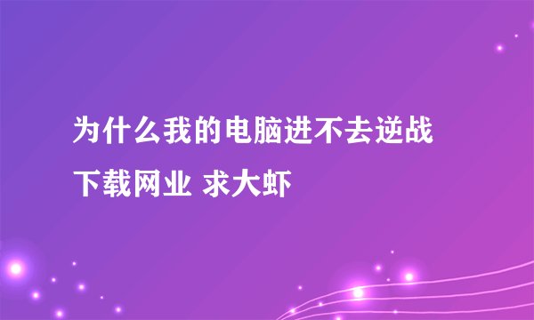 为什么我的电脑进不去逆战 下载网业 求大虾