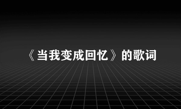 《当我变成回忆》的歌词