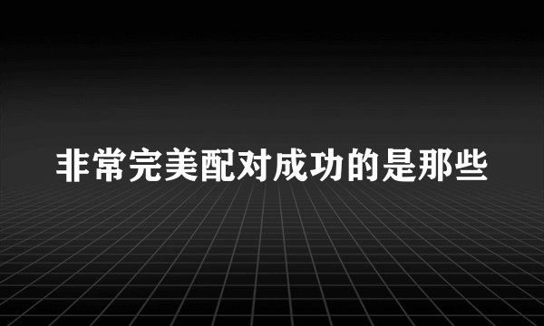 非常完美配对成功的是那些