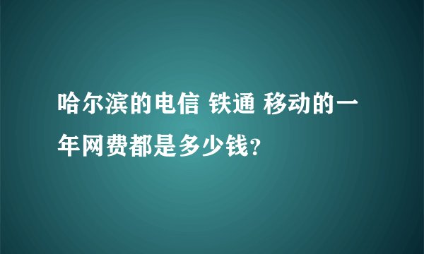 哈尔滨的电信 铁通 移动的一年网费都是多少钱？