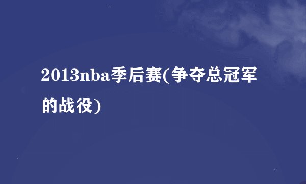 2013nba季后赛(争夺总冠军的战役)