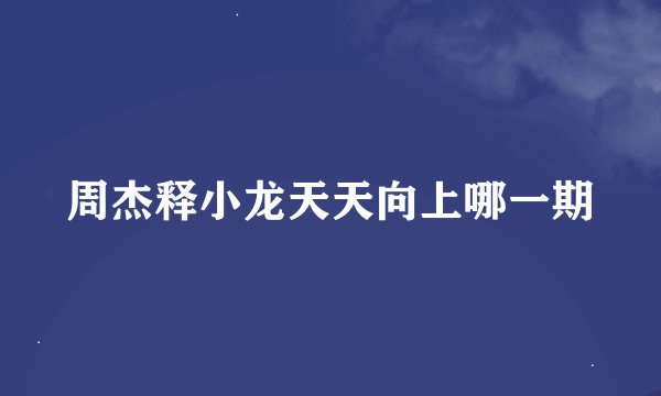 周杰释小龙天天向上哪一期