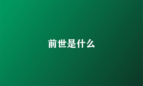 前世是什么