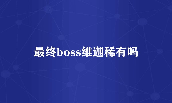 最终boss维迦稀有吗