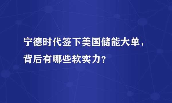 宁德时代签下美国储能大单，背后有哪些软实力？