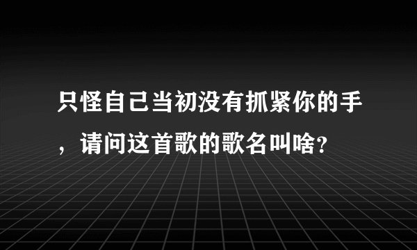 只怪自己当初没有抓紧你的手，请问这首歌的歌名叫啥？