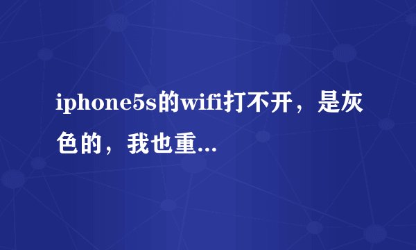 iphone5s的wifi打不开，是灰色的，我也重启了怎么就是不行，求教