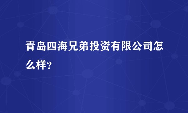 青岛四海兄弟投资有限公司怎么样？