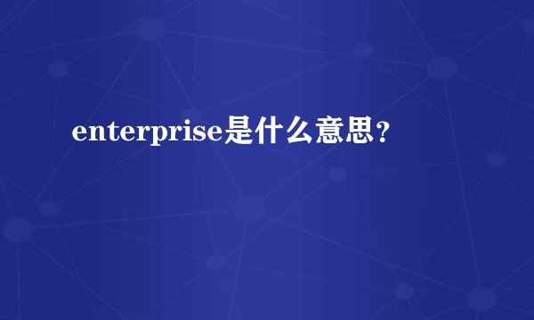 enterprise是什么意思？