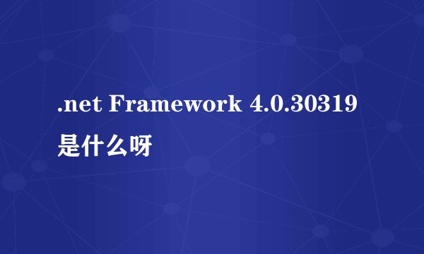 .net Framework 4.0.30319是什么呀