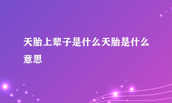 天胎上辈子是什么天胎是什么意思