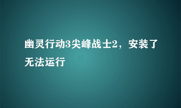 幽灵行动3尖峰战士2,安装了无法运行