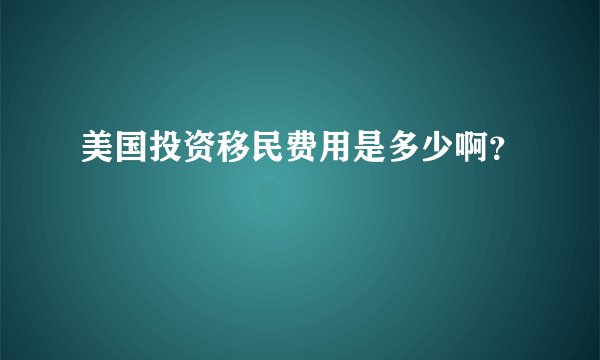 美国投资移民费用是多少啊？