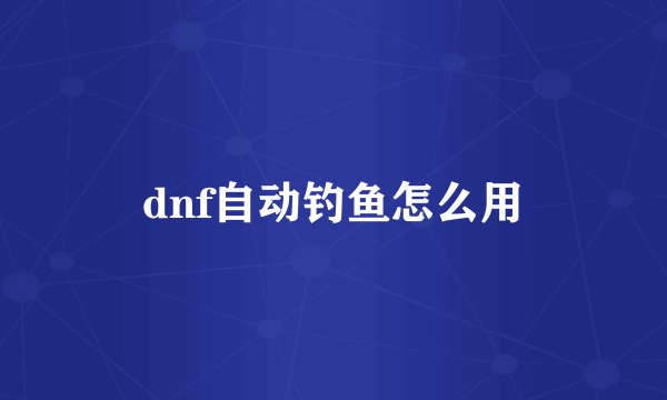 dnf自动钓鱼怎么用