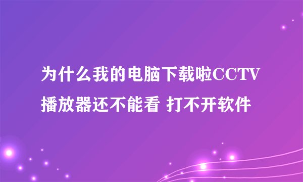 为什么我的电脑下载啦CCTV播放器还不能看 打不开软件