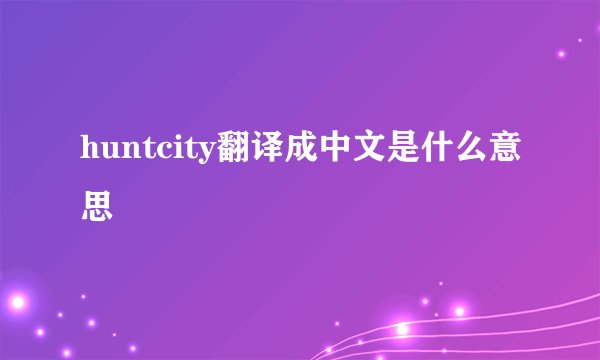 huntcity翻译成中文是什么意思