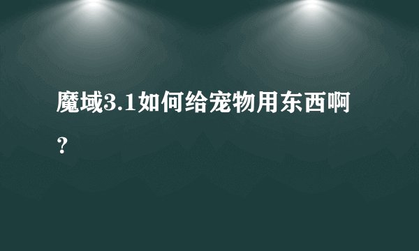 魔域3.1如何给宠物用东西啊？