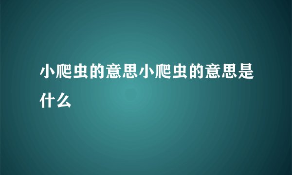 小爬虫的意思小爬虫的意思是什么