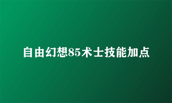 自由幻想85术士技能加点