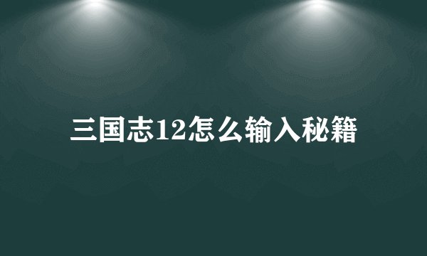 三国志12怎么输入秘籍