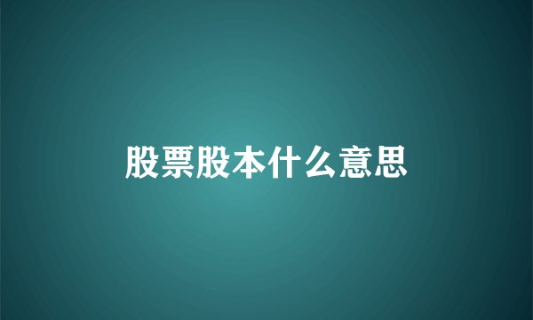股票股本什么意思