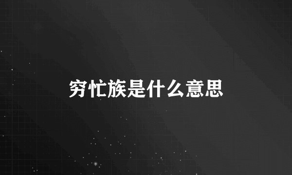 穷忙族是什么意思