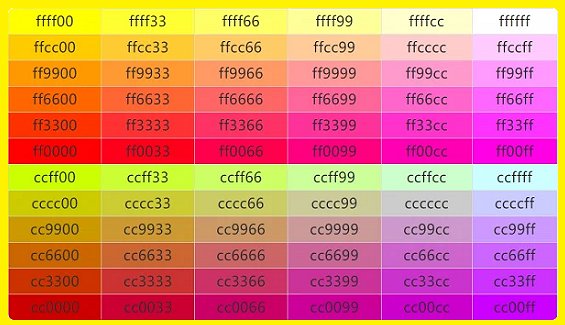 黄色的颜色代码是什么啊？