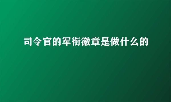司令官的军衔徽章是做什么的