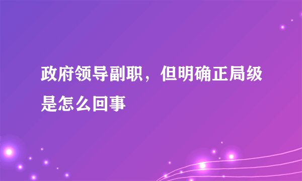 政府领导副职，但明确正局级是怎么回事