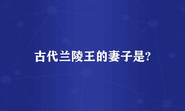 古代兰陵王的妻子是?