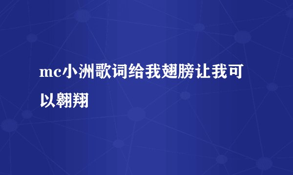 mc小洲歌词给我翅膀让我可以翱翔