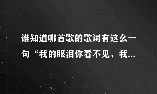 谁知道哪首歌的歌词有这么一句“我的眼泪你看不见，我的心碎你听不见”