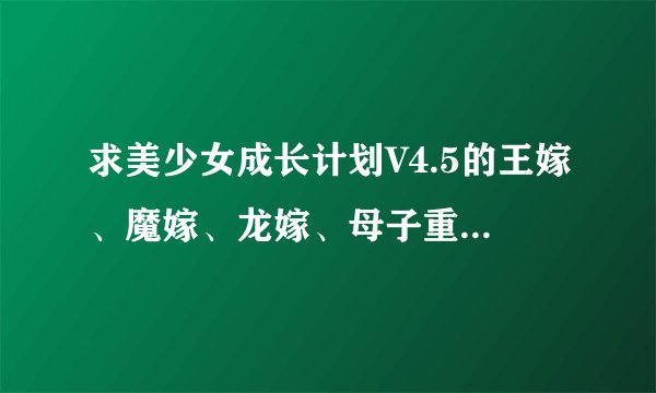 求美少女成长计划V4.5的王嫁、魔嫁、龙嫁、母子重逢仆嫁攻略~~！要详细！！！谢谢！！！