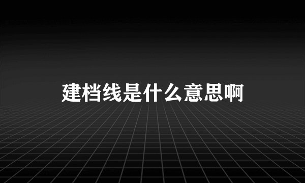 建档线是什么意思啊