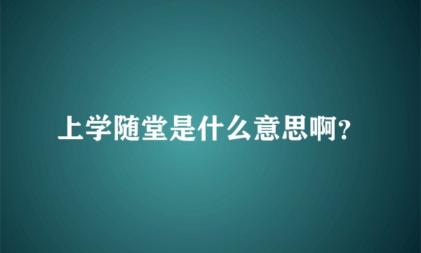上学随堂是什么意思啊？