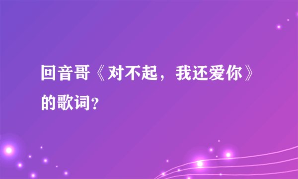 回音哥《对不起，我还爱你》的歌词？