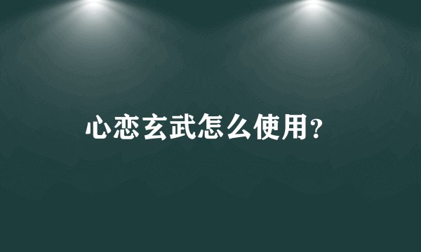 心恋玄武怎么使用？