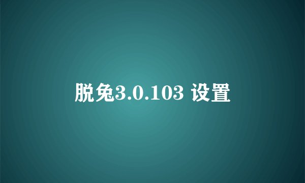 脱兔3.0.103 设置