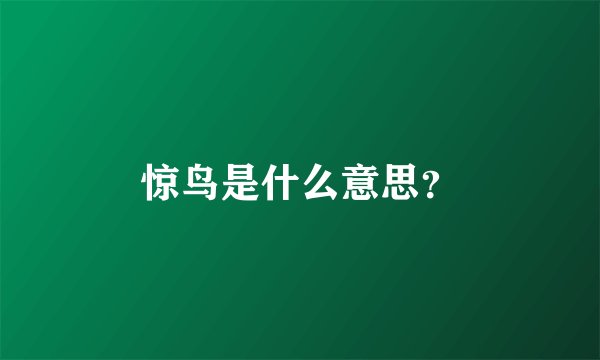 惊鸟是什么意思？