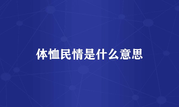 体恤民情是什么意思