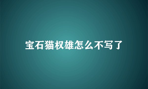 宝石猫权雄怎么不写了
