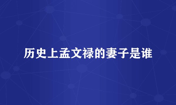 历史上孟文禄的妻子是谁