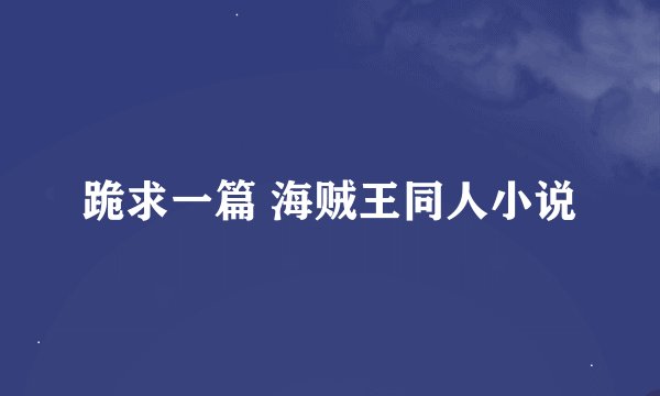 跪求一篇 海贼王同人小说