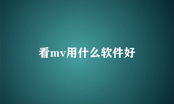 看mv用什么软件好
