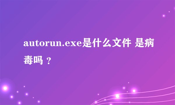 autorun.exe是什么文件 是病毒吗 ？