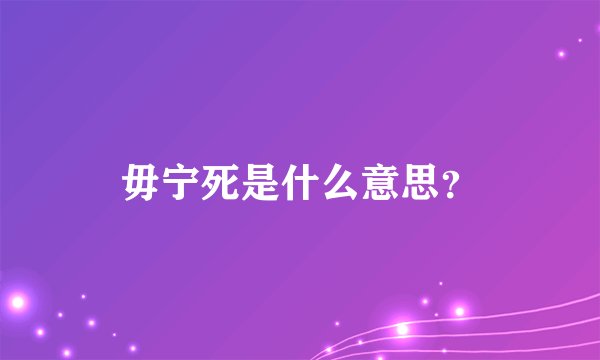 毋宁死是什么意思？